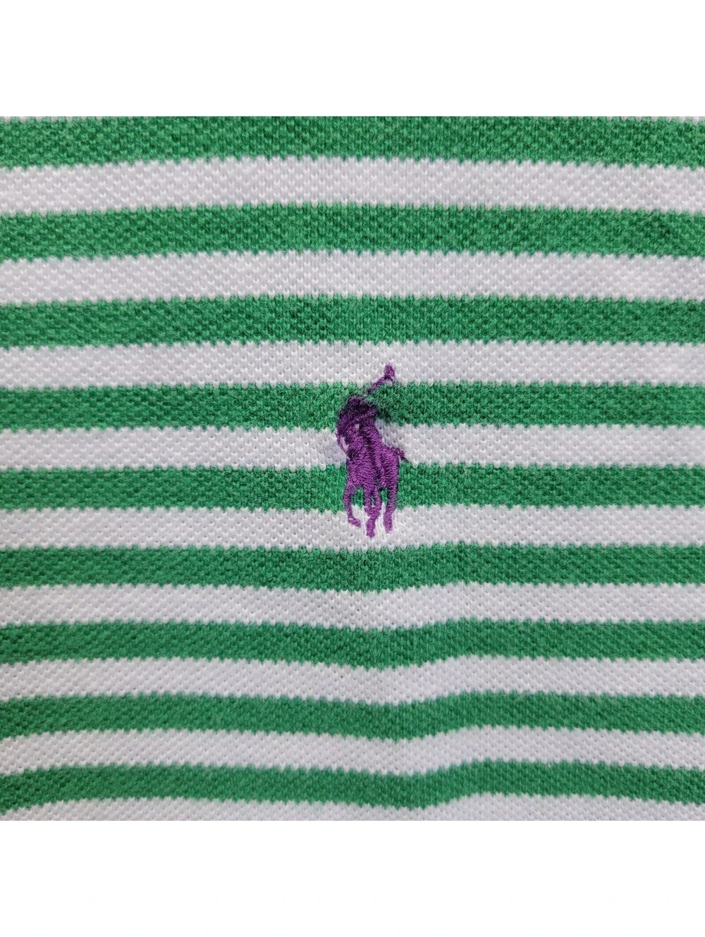Vintage Polo Ralph Lauren Stripped Green & White Men’s Purple Pony Sz M
